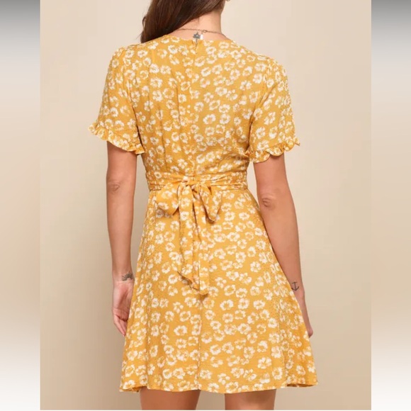 Garden Explorer Mustard Yellow Floral Print Mini Dress - Picture 6 of 6